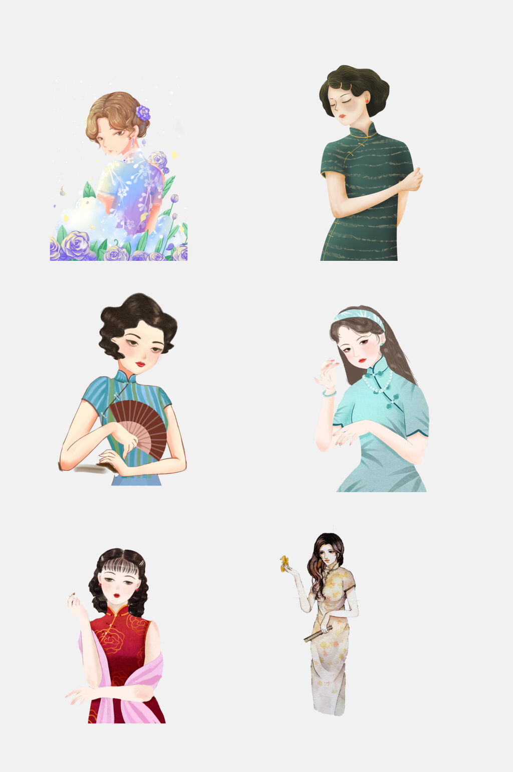 时尚旗袍美女免抠设计素材素材