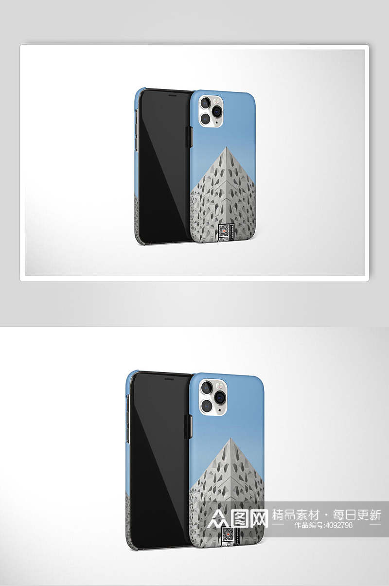 黑蓝创意高清清新手机壳贴图样机素材