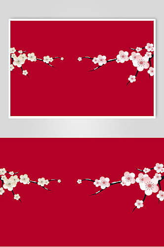 简约红色高端花卉中式图纹元素素材