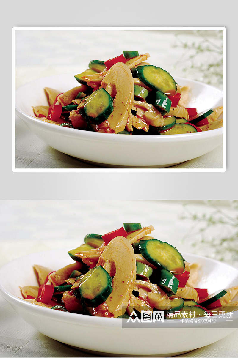 刀拍黄瓜凉菜素材冷拼食品摄影图片素材