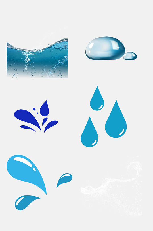 简洁蓝色水滴水纹免抠素材