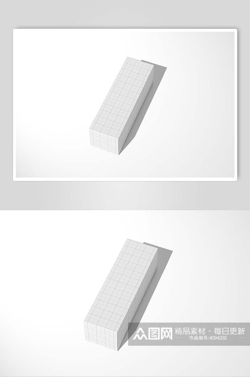阴影灰色立体线条长方形包装盒样机素材