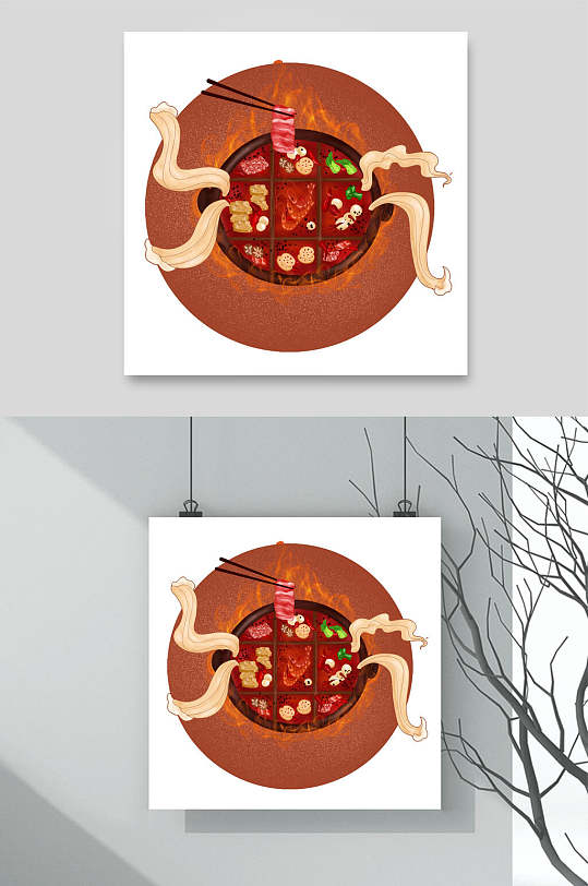 悬挂式中式美食插画素材