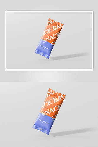 漂浮阴影英文蓝橙食品零食包装样机