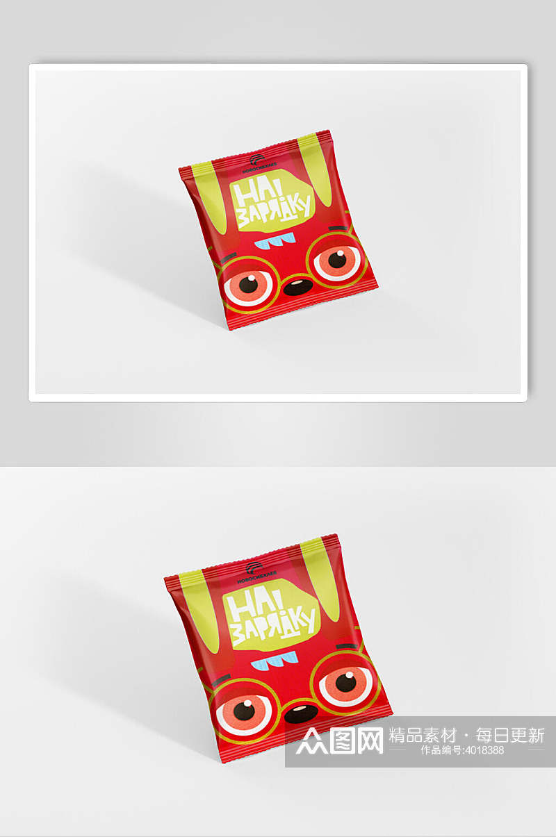 创意红色食品零食包装样机素材