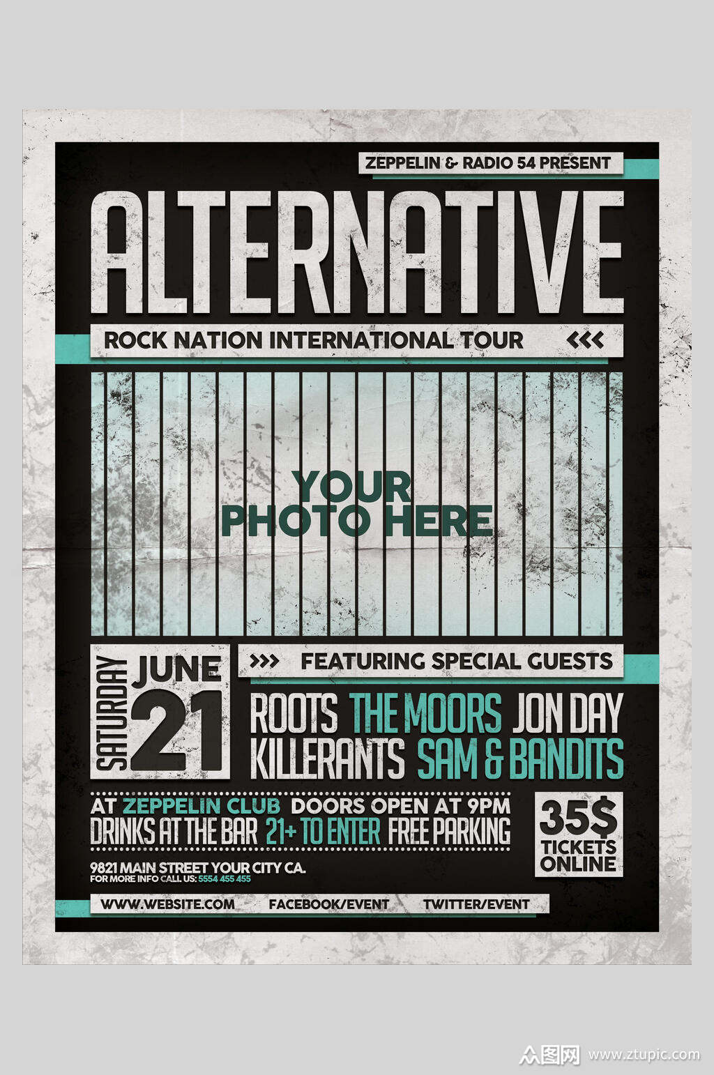 复古时尚木板墙海报模板下载-编号3051880-众图网