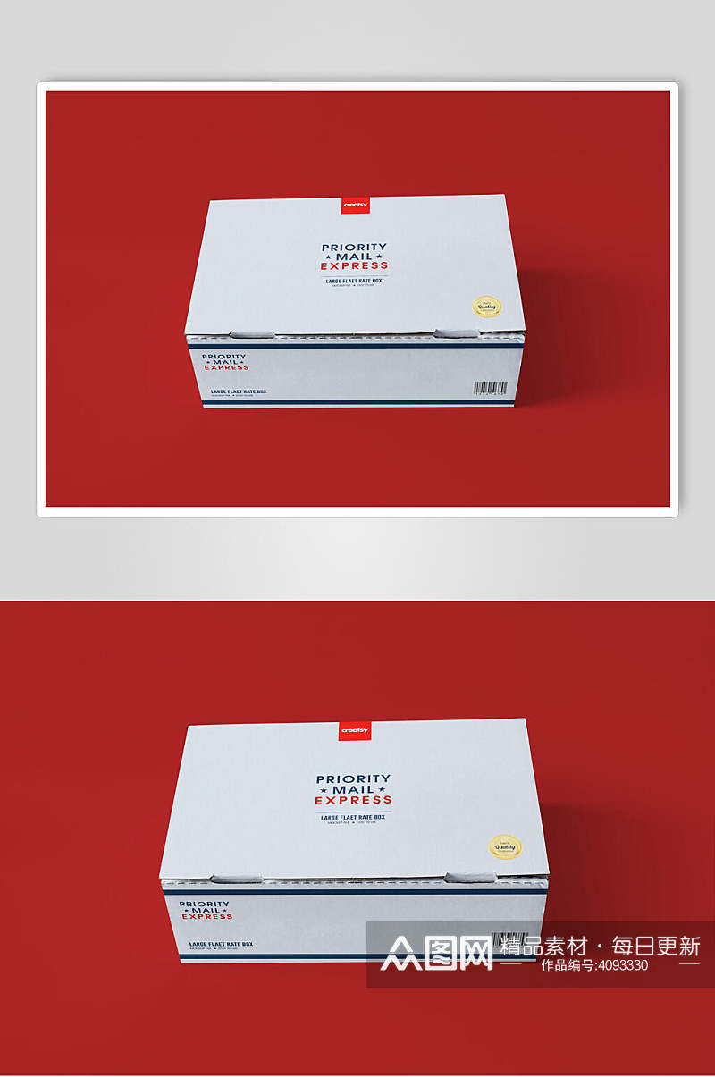 清新红白立体留白简约纸盒鞋盒样机素材