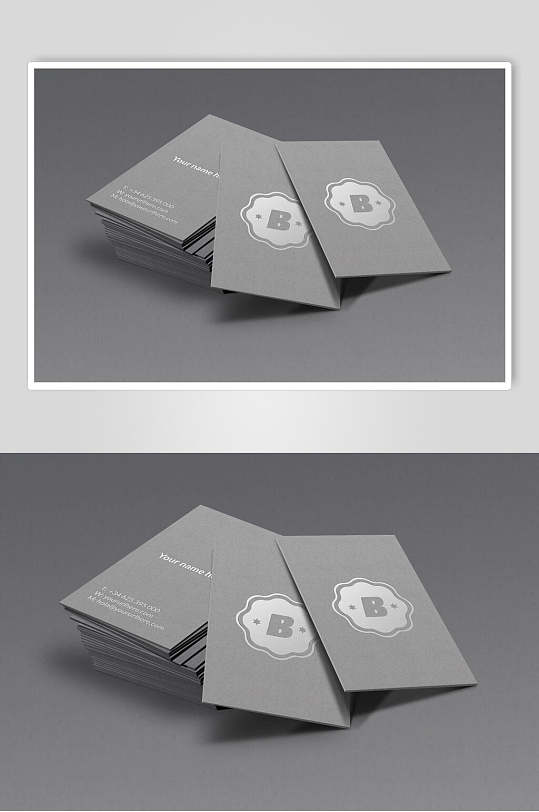 纸张灰色简约高端创意名片卡片样机