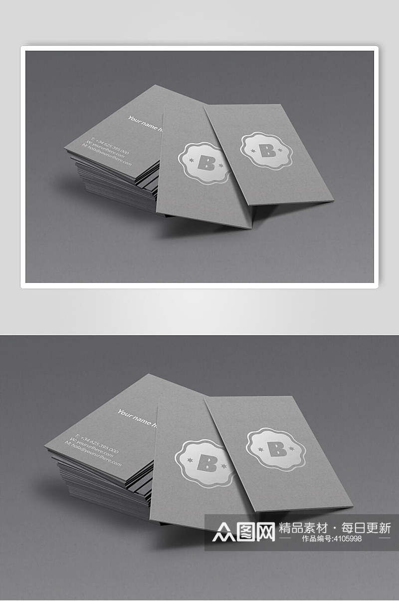 纸张灰色简约高端创意名片卡片样机素材