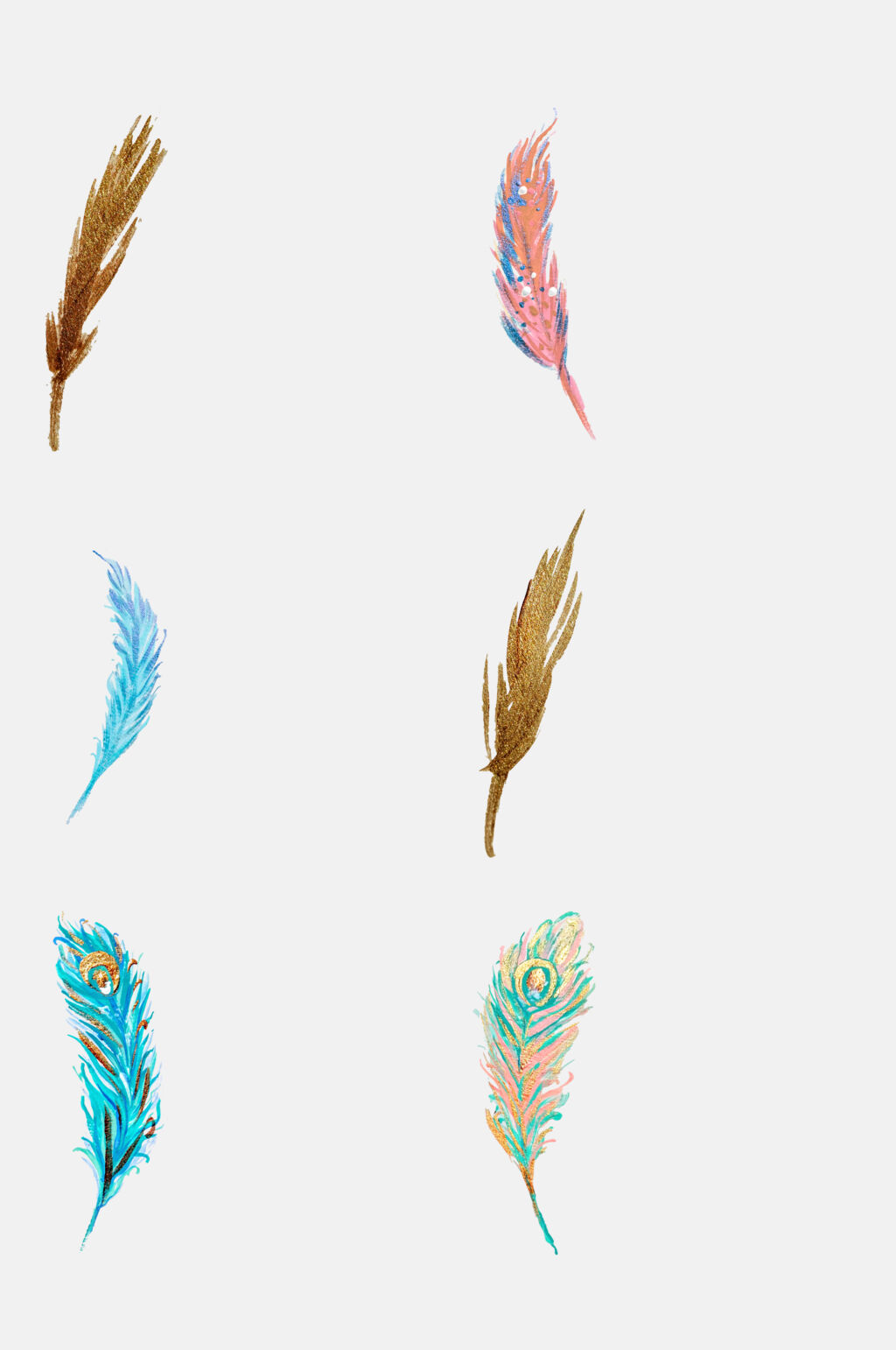 唯美孔雀羽装饰插画免抠素材素材