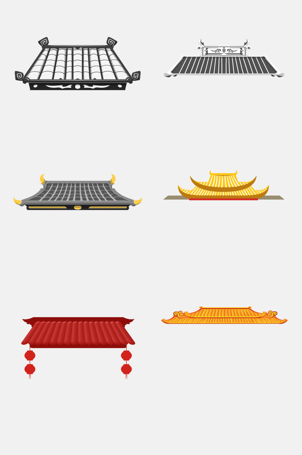 简洁创意古代建筑屋顶免抠素材素材