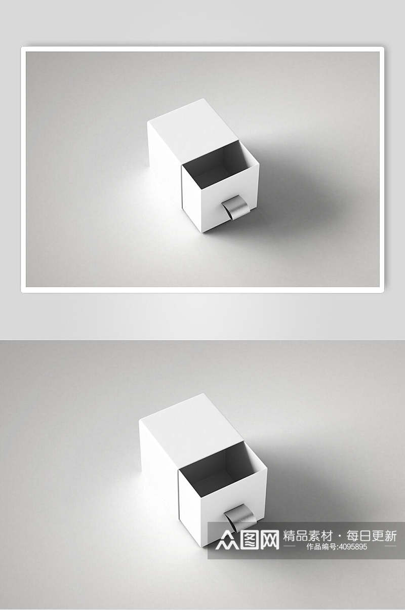 纯白色推拉方盒盒装展示样机素材