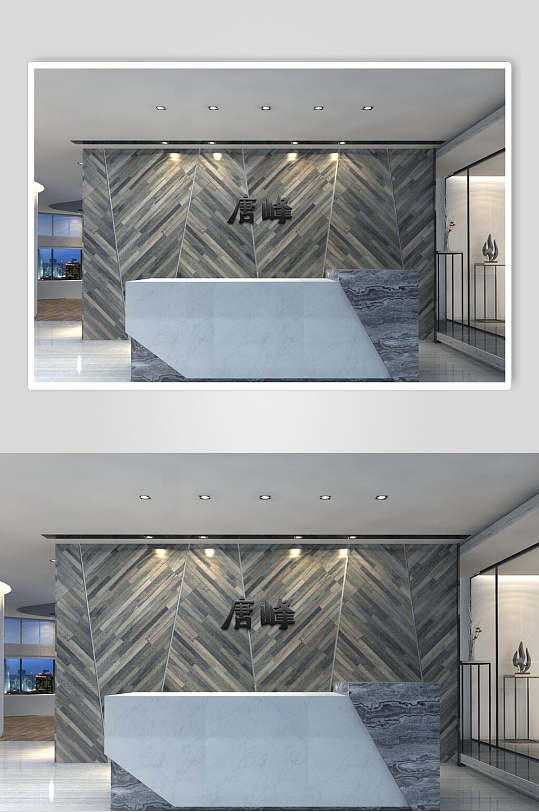 灰色大理石纹企业形象墙样机