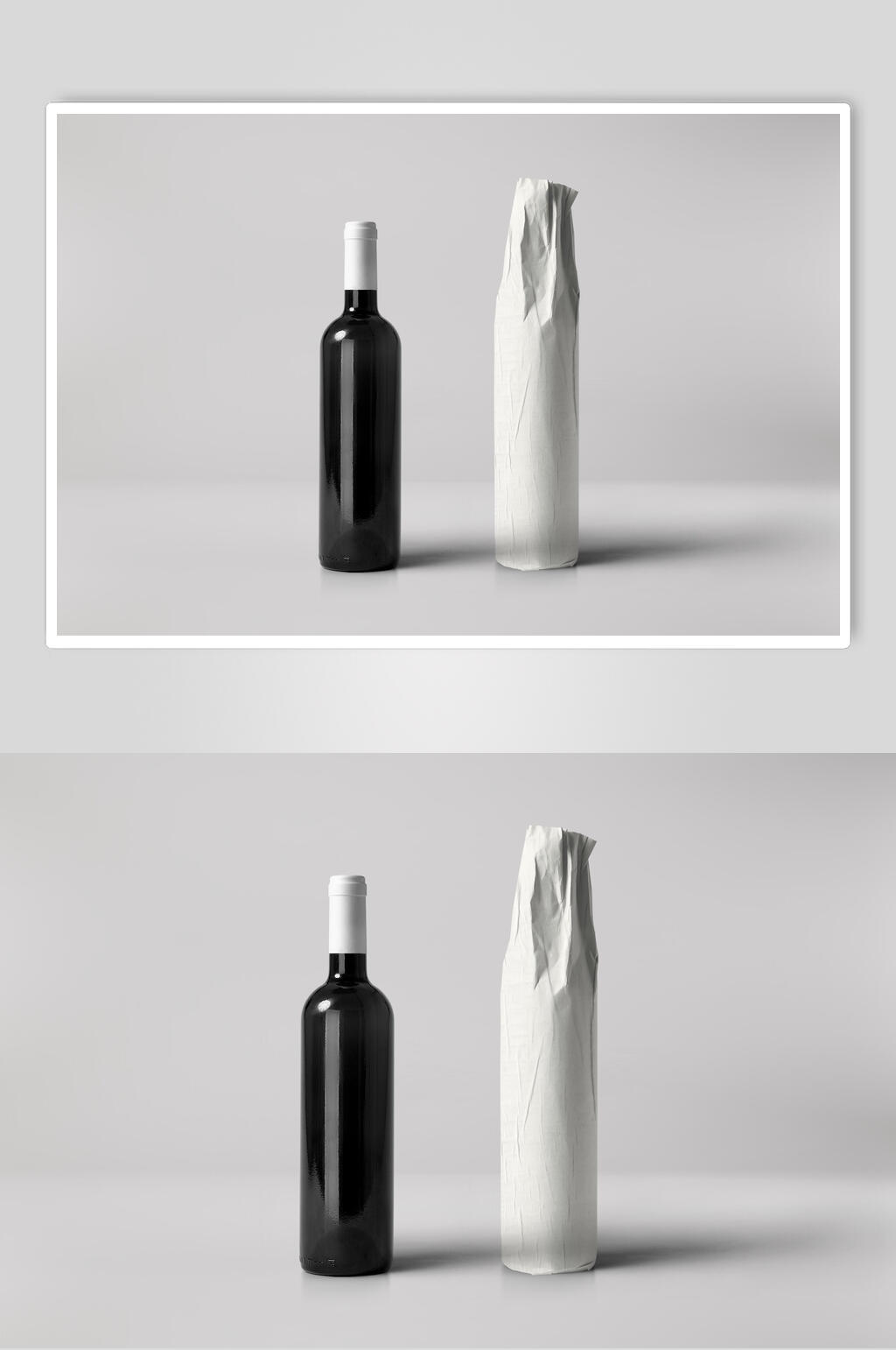 黑灰高清留白瓶子红酒香槟展示样机素材