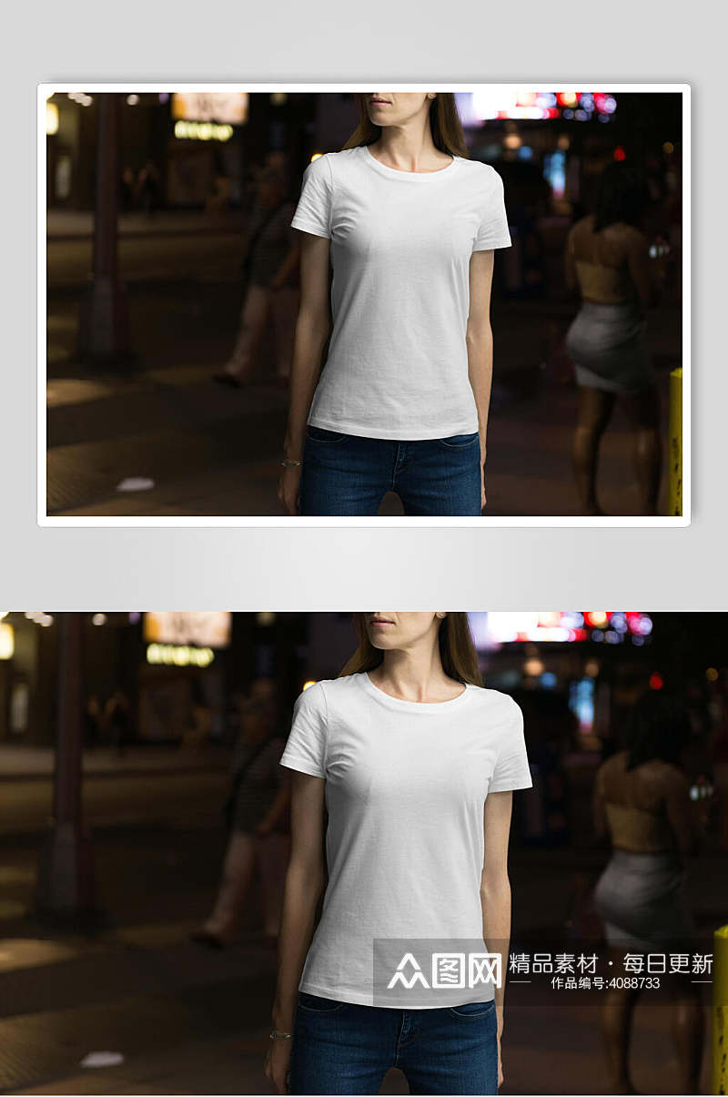 个性时尚白T恤展示样机素材
