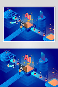 智能AI未来科技宇宙矢量素材