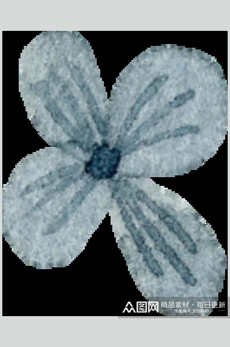 手绘蓝色花朵花卉矢量设计素材素材