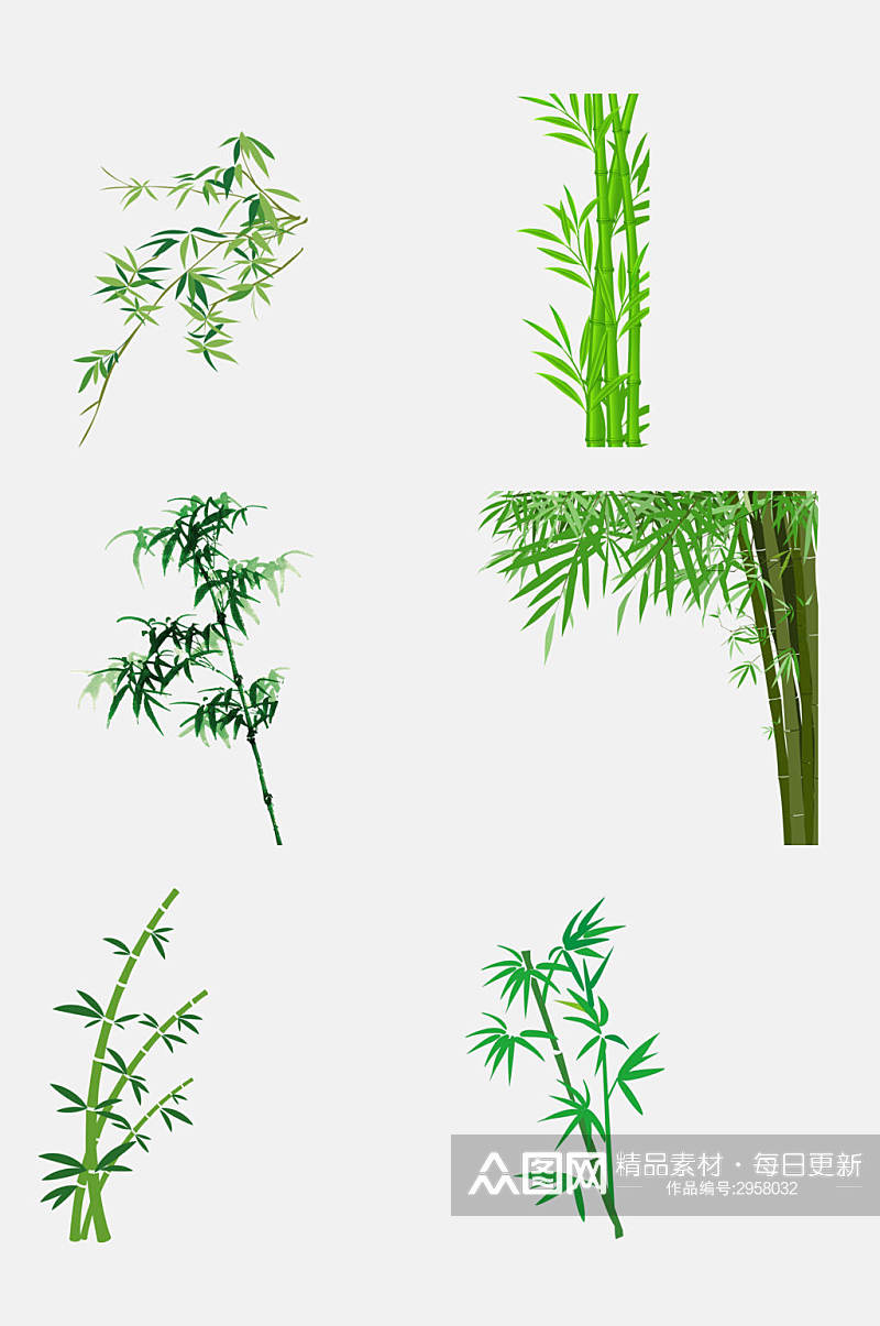 绿色大气竹子竹叶免抠素材素材