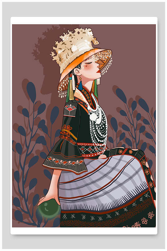 时尚高端大气简约民族团结手绘插画