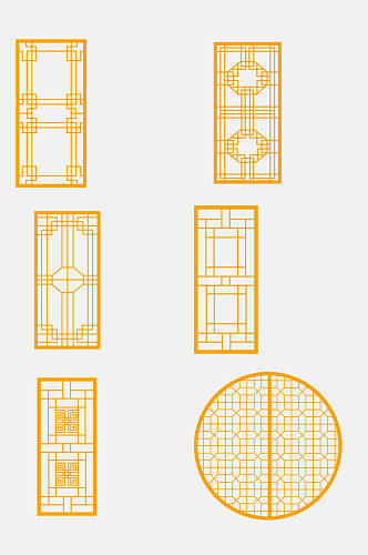 简约中国风中式窗格边框免抠素材