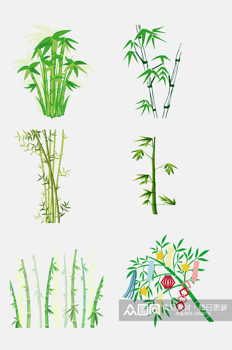 清新简洁竹子竹叶免抠素材素材