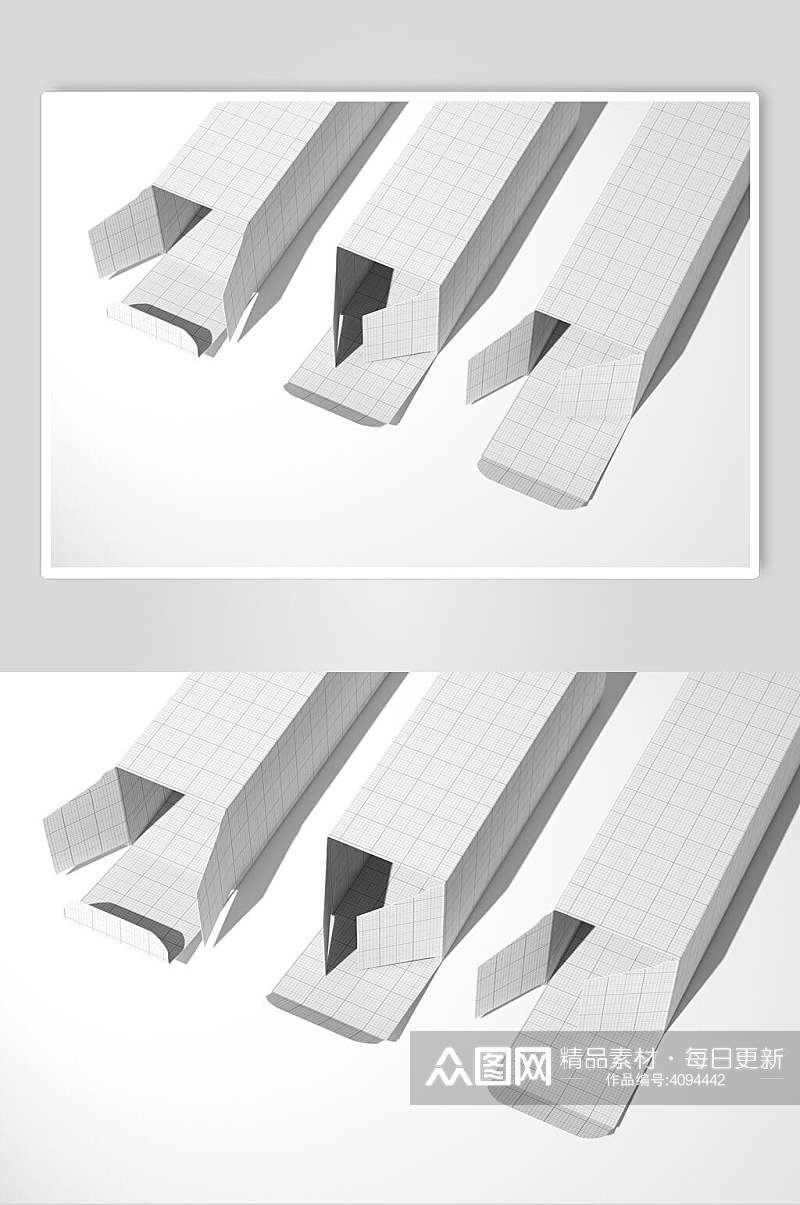 打开时尚立体留白长方形包装盒样机素材
