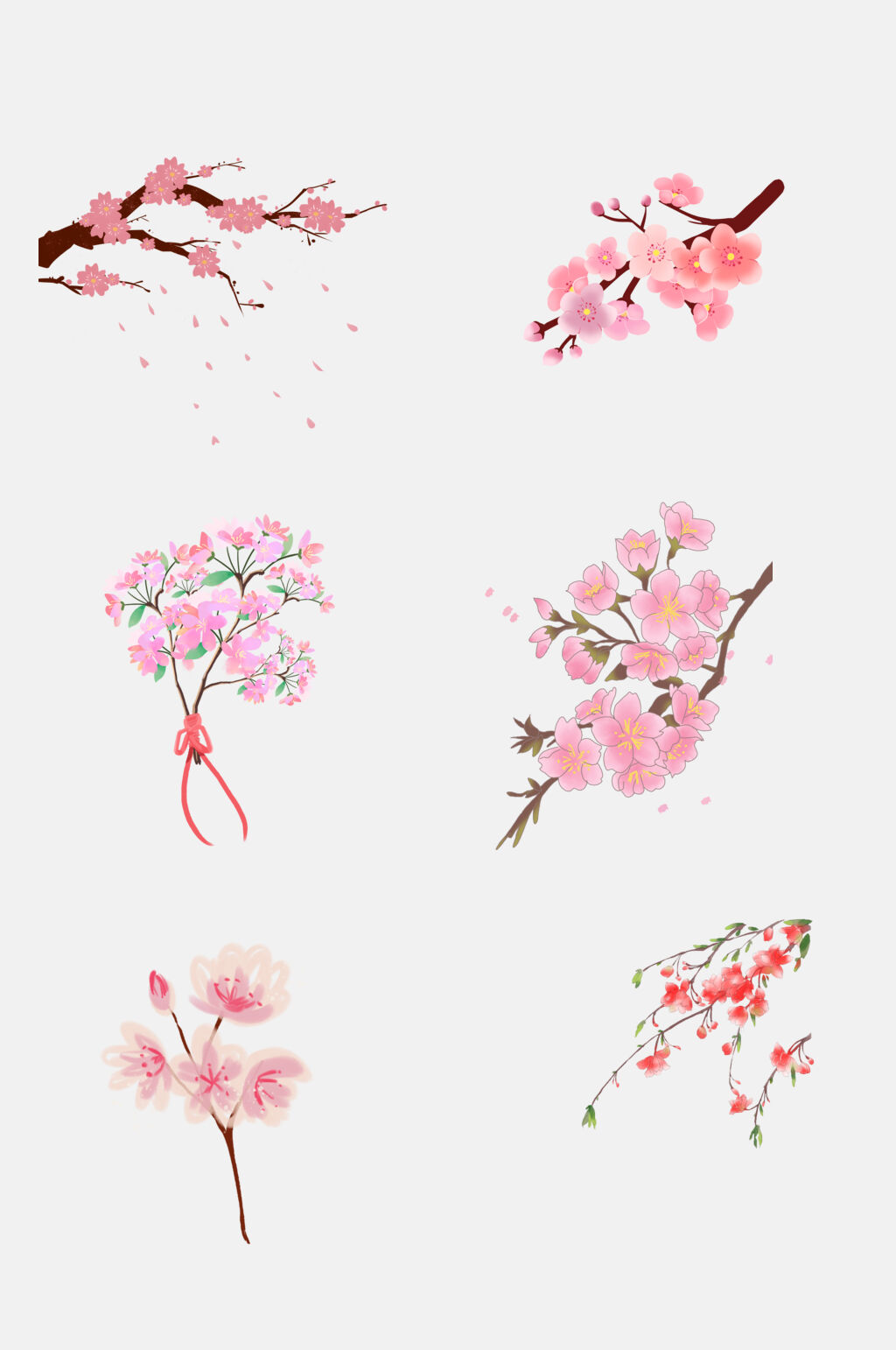 清新花枝樱花桃花免抠素材素材