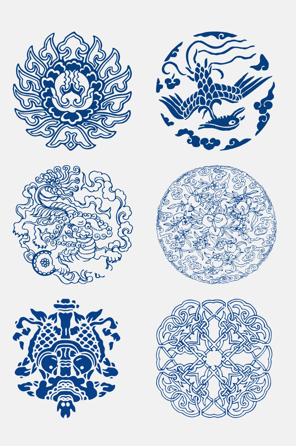 蓝色青花瓷图案免抠元素素材素材