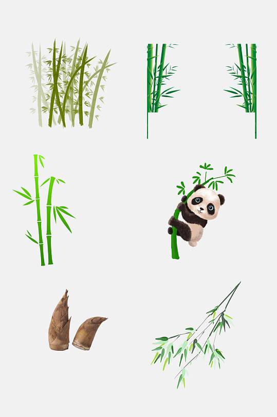 竹笋熊猫竹子竹叶免抠素材