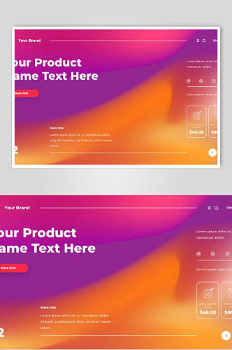 抽象科技网站界面橘色矢量素材设计元素