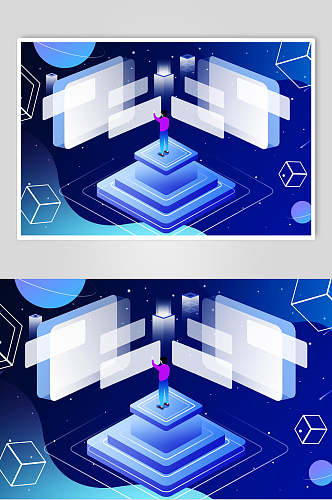 虚拟办公未来科技商务场景素材