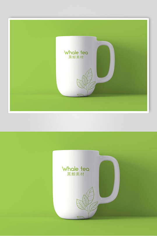 杯子绿色简约品牌vi设计展示样机
