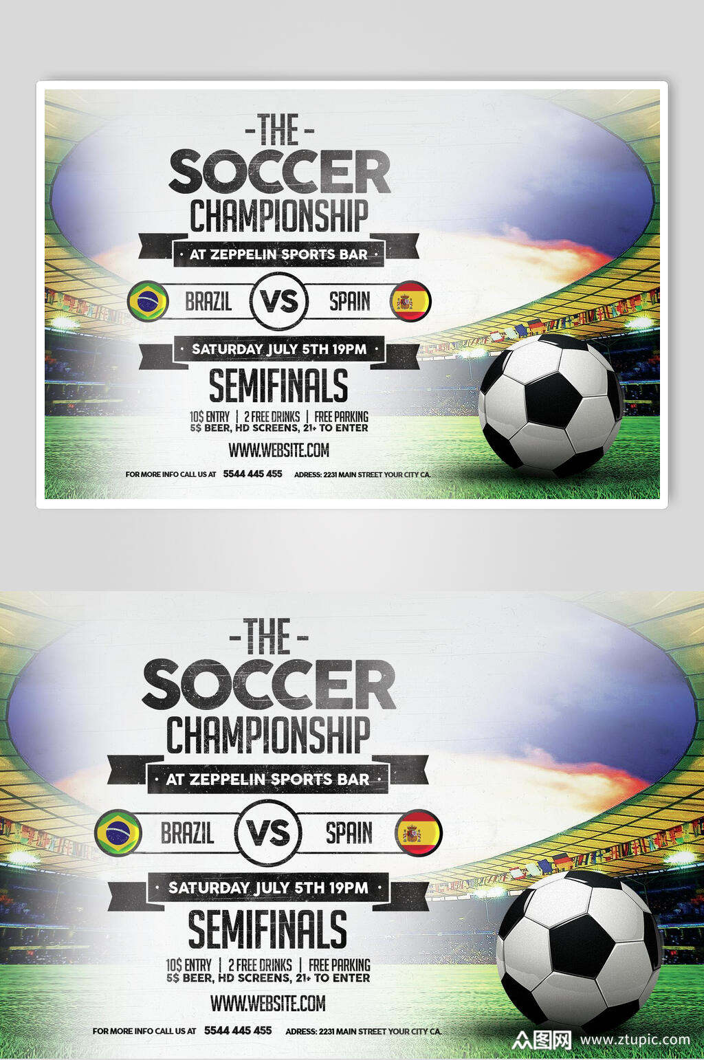 复古时尚足球场背景海报素材