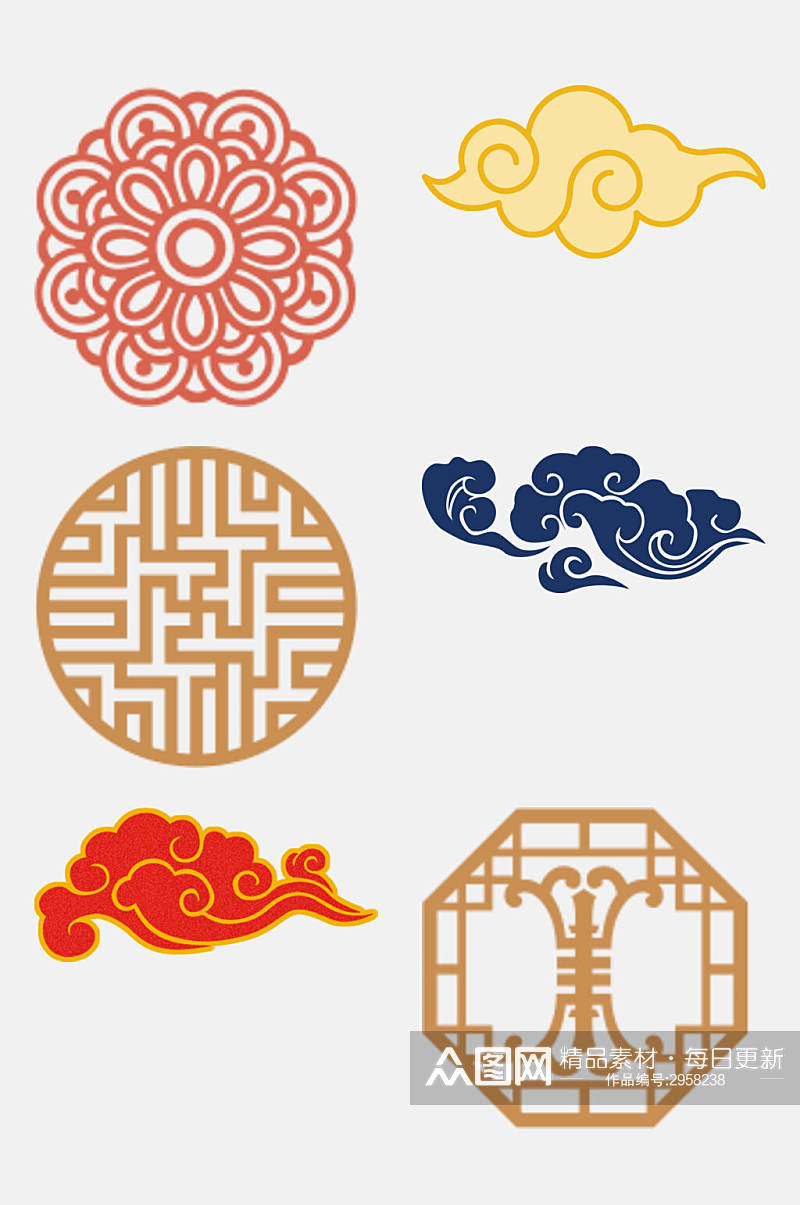 中式国潮花纹边框免抠素材素材