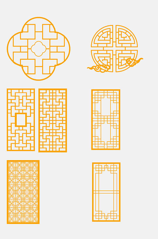 简洁大气中式窗格边框免抠素材