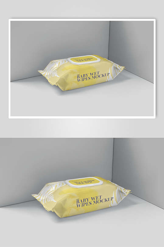 淡黄色时尚湿巾抽纸包装样机