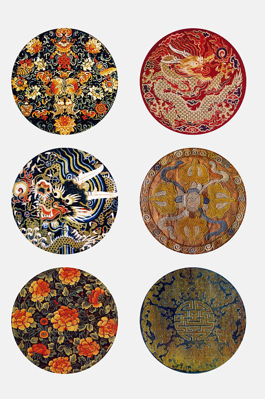 唯美古典服饰纹样免抠素材