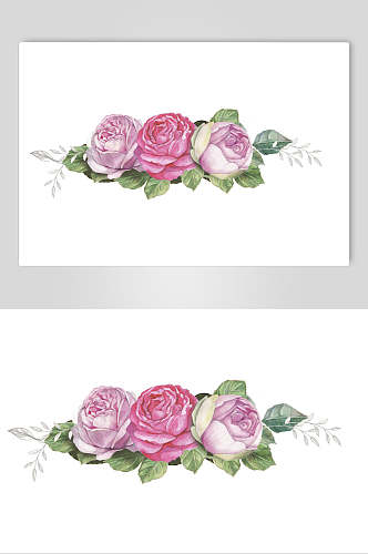清新水彩玫瑰花手绘素材