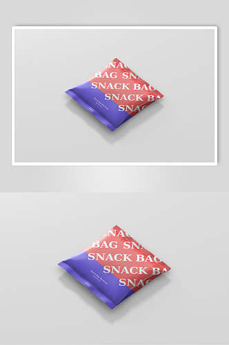 英文蓝红立体留白食品零食包装样机