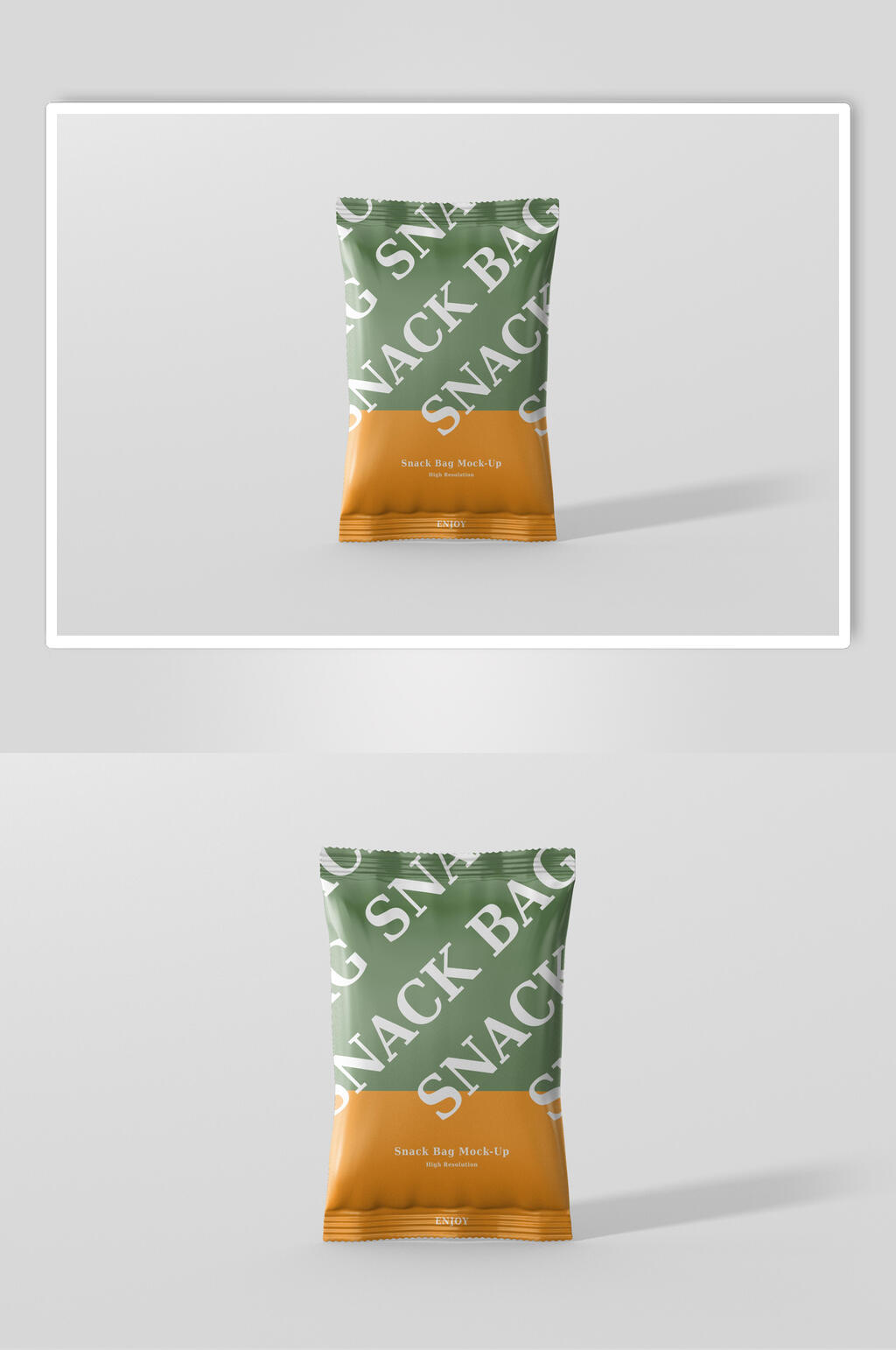 黄绿字母设计膨化食品包装样机素材