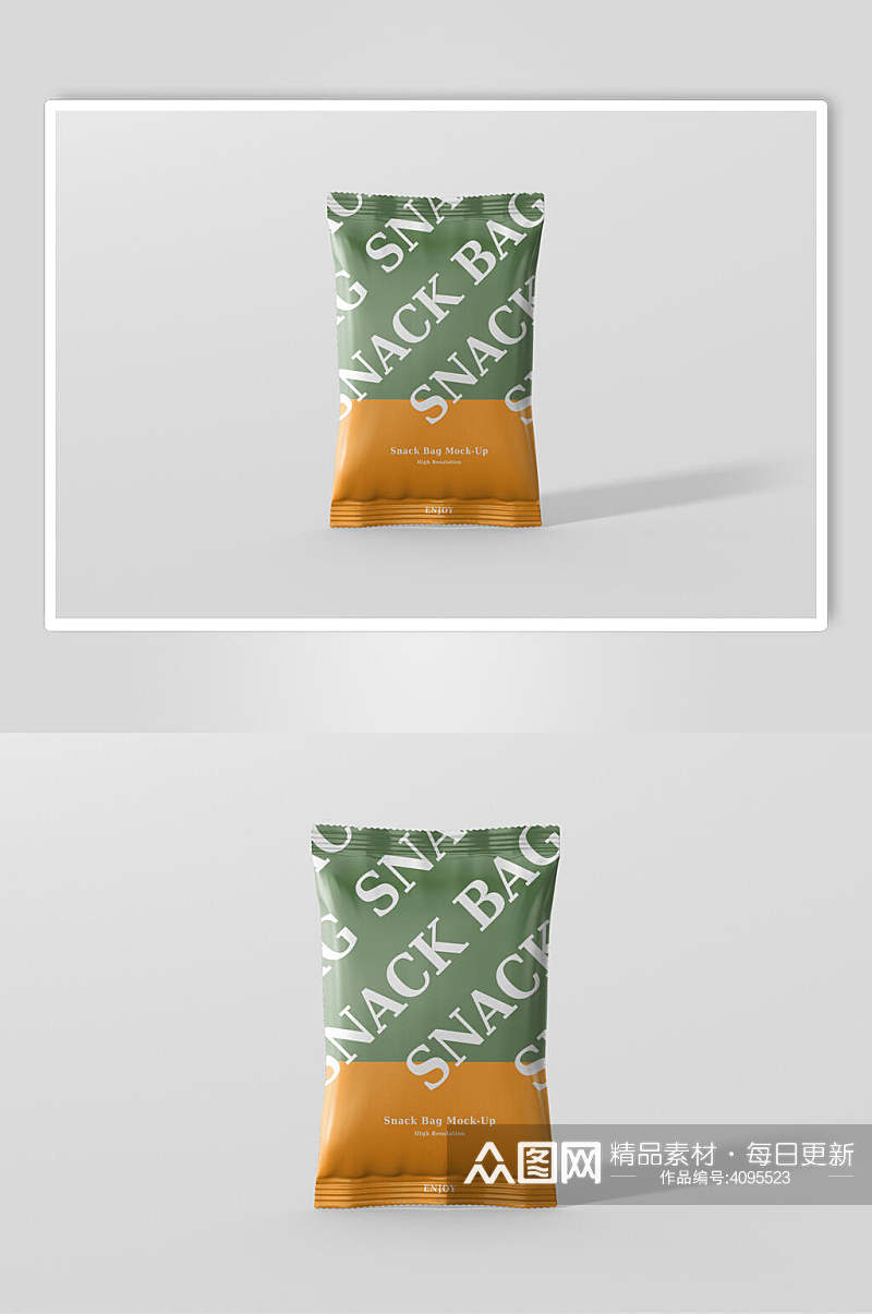 黄绿字母设计膨化食品包装样机素材