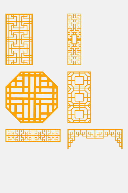 剪纸风中式窗格边框免抠素材