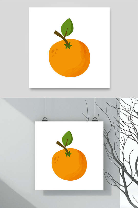 手绘卡通创意橘子水果矢量素材