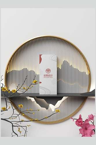 中国风圆窗装包装样机