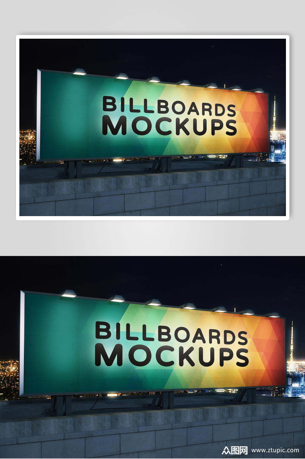 长方形街头led灯箱展示样机素材