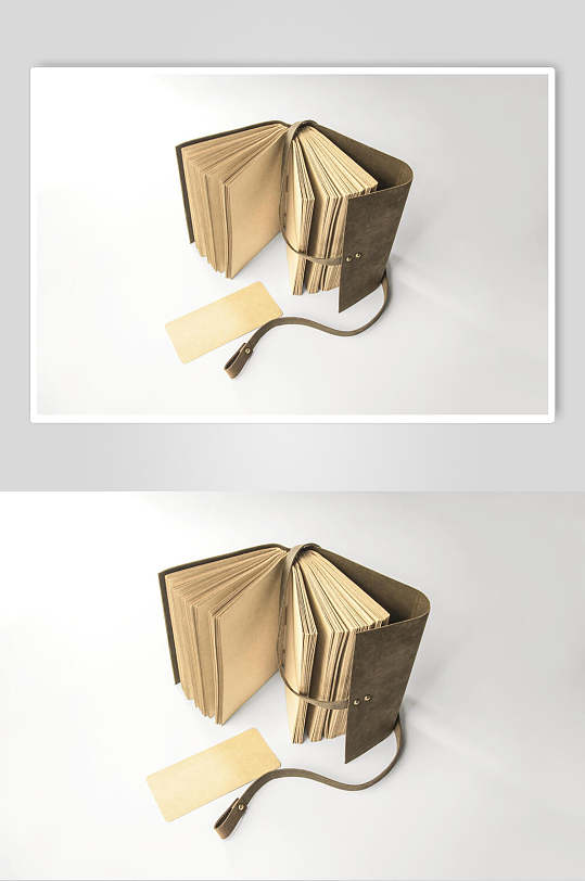 极简经典硬壳皮记事本封面样机