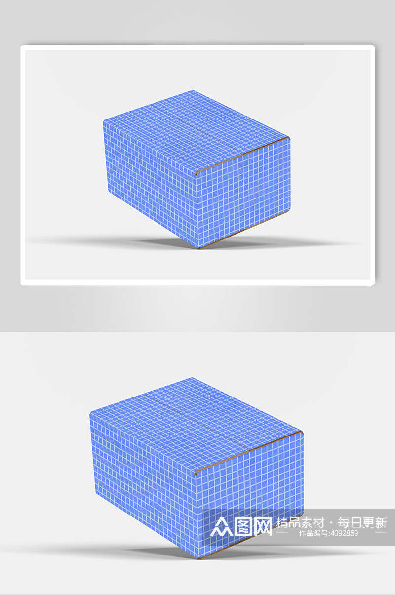 线条蓝色高清留白纸箱纸盒包装样机素材