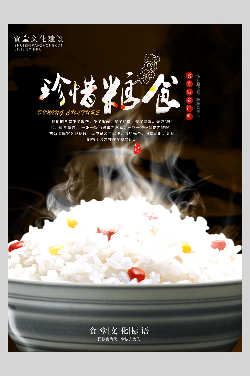 飘香米饭珍惜粮食海报素材