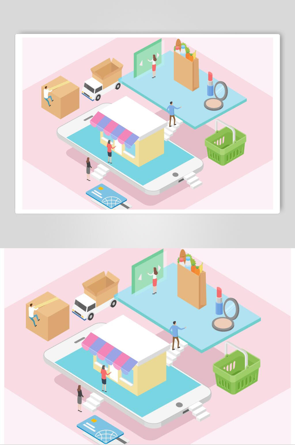 便利店立体建筑空间图案矢量素材素材