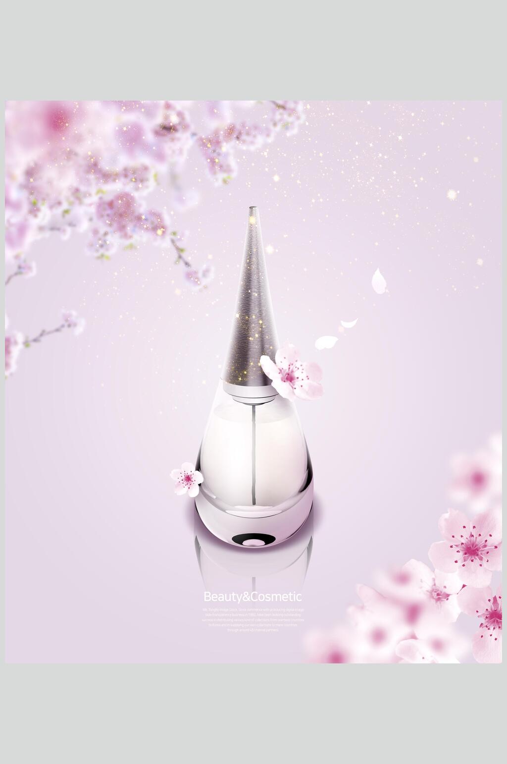 粉色桃花化妆品广告海报素材素材